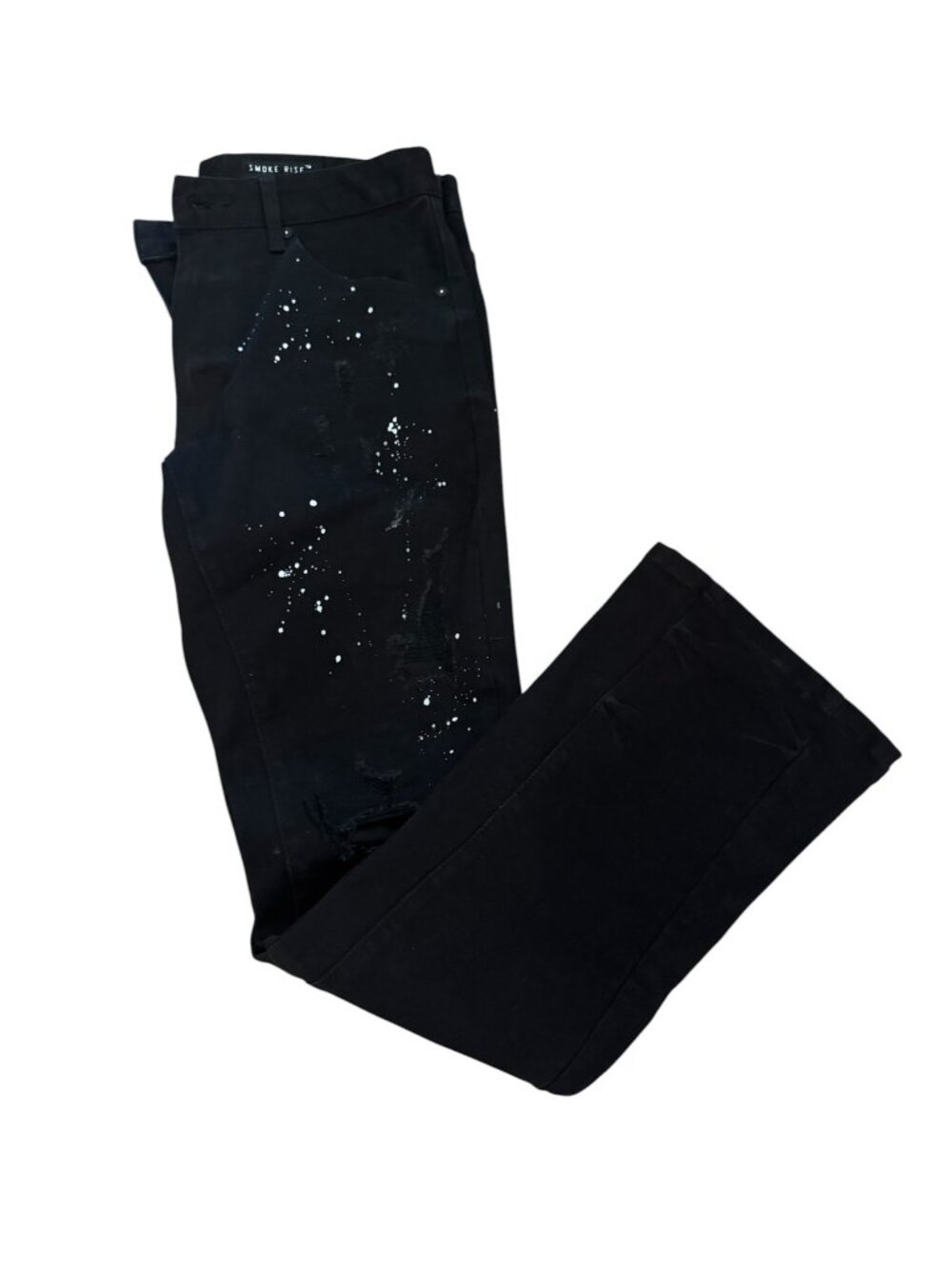 Smoke Rise Mens Black Paint Splatter Distressed Jeans 34x32